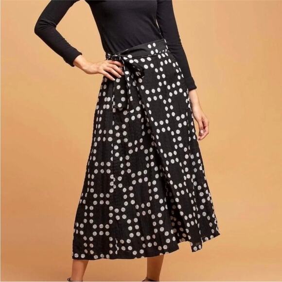 Anthropologie Eva Franco Palazzo Pants Black White Polka Dot Work Boho Size 4 - Picture 12 of 16